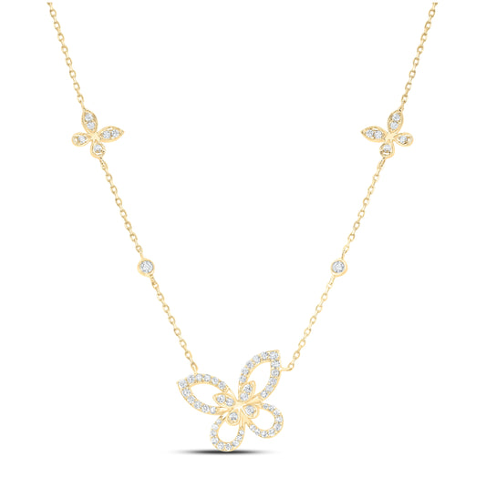 10K Yellow Or White Or Rose Gold 3/8 Ctw Dia Nk Butterfly Fashion Necklace (18 Inch)