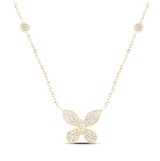 10K Yellow Or White Or Rose Gold 1/4 Ctw Dia Nk Butterfly Fashion Necklace (18 Inch)