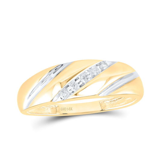 14K Yellow Or White Gold Mens Round Diamond Wedding Band Ring 1/10 Cttw, Mens Size: 7-13