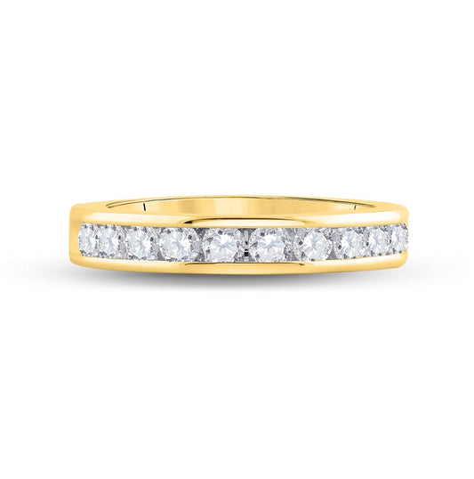 14K Yellow Gold Womens Round Diamond Channel-set 4mm Wedding Band 3/4 Cttw, Womens Size: 5-10