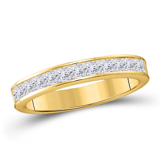 14K Yellow Gold Womens Princess Diamond Wedding Band 1/4 Cttw, Womens Size: 5-10