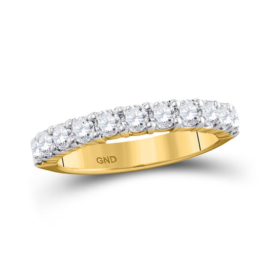 14K Yellow Gold Womens Machine Set Round Diamond Wedding Band 1 Cttw, Womens Size: 5-10