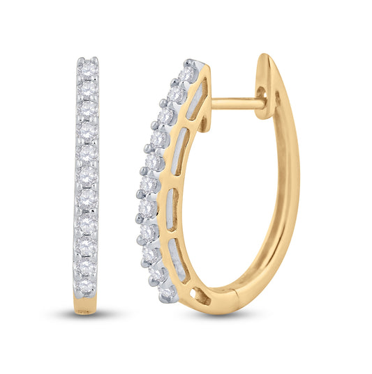 14K White Or Yellow Gold Womens Round Diamond Hoop Earrings