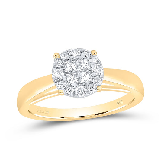 14K Yellow Or White Gold Princess Round Diamond Bridal Wedding Engagement Ring 1/4 Cttw, Womens Size: 5-10