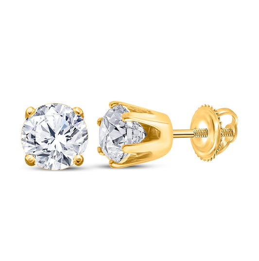 14K Yellow Gold Unisex Round Diamond Solitaire Stud Earrings 1/6 Cttw, Length: 0.12 In, Width: 0.12 In