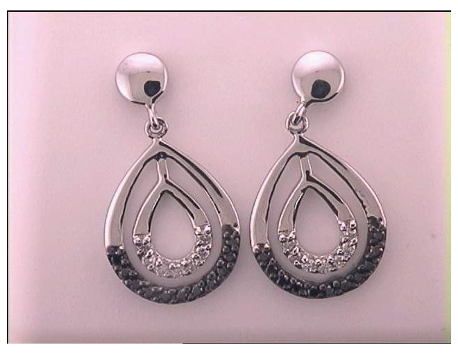 14kt White Gold Womens Color Enhanced Black Diamond Dangle Earrings 1/4 Cttw