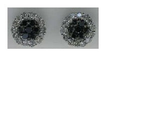 14kt Yellow Gold Womens Color Enhanced Black Diamond Cluster Flower Earrings 1.00 Cttw