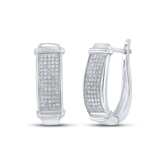 Sterling Silver 1/2ct Diamond Micro-pave Hoops Earrings