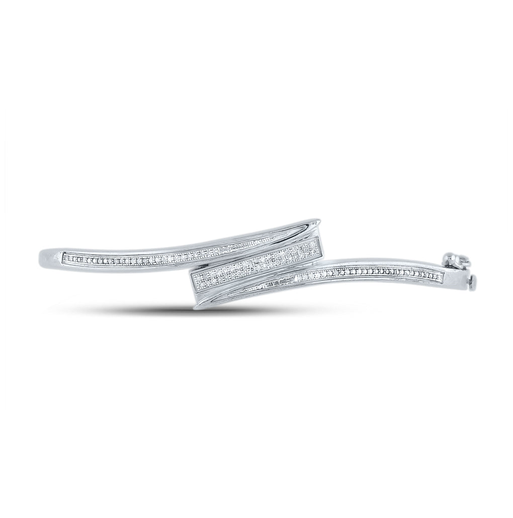 Sterling Silver 1 Ct Diamond Micro-pave Bangle