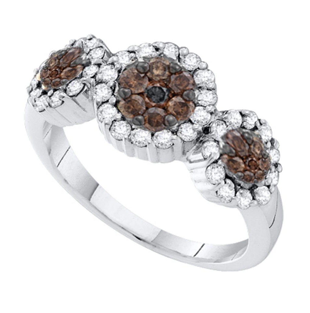 14K White Gold Womens Round Brown Diamond Cluster Ring 1/2 Cttw, Womens Size: 5-10