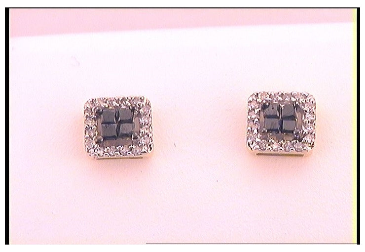 14kt Yellow Gold 1/3ct Diamond Black Diamond Earrings