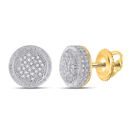 Yellow-tone Sterling 1/10ct Diamond P3 Micro-pave Unisex Earring