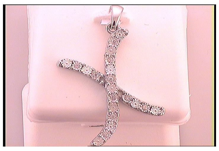 Sterling Silver 1/10ctw Diamond Ladies Initial Pendant"