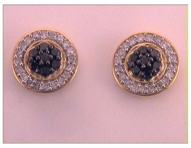 Sterling Silver 3/8ctw Diamond Cn Gift Black Diamond Round Stud Earring