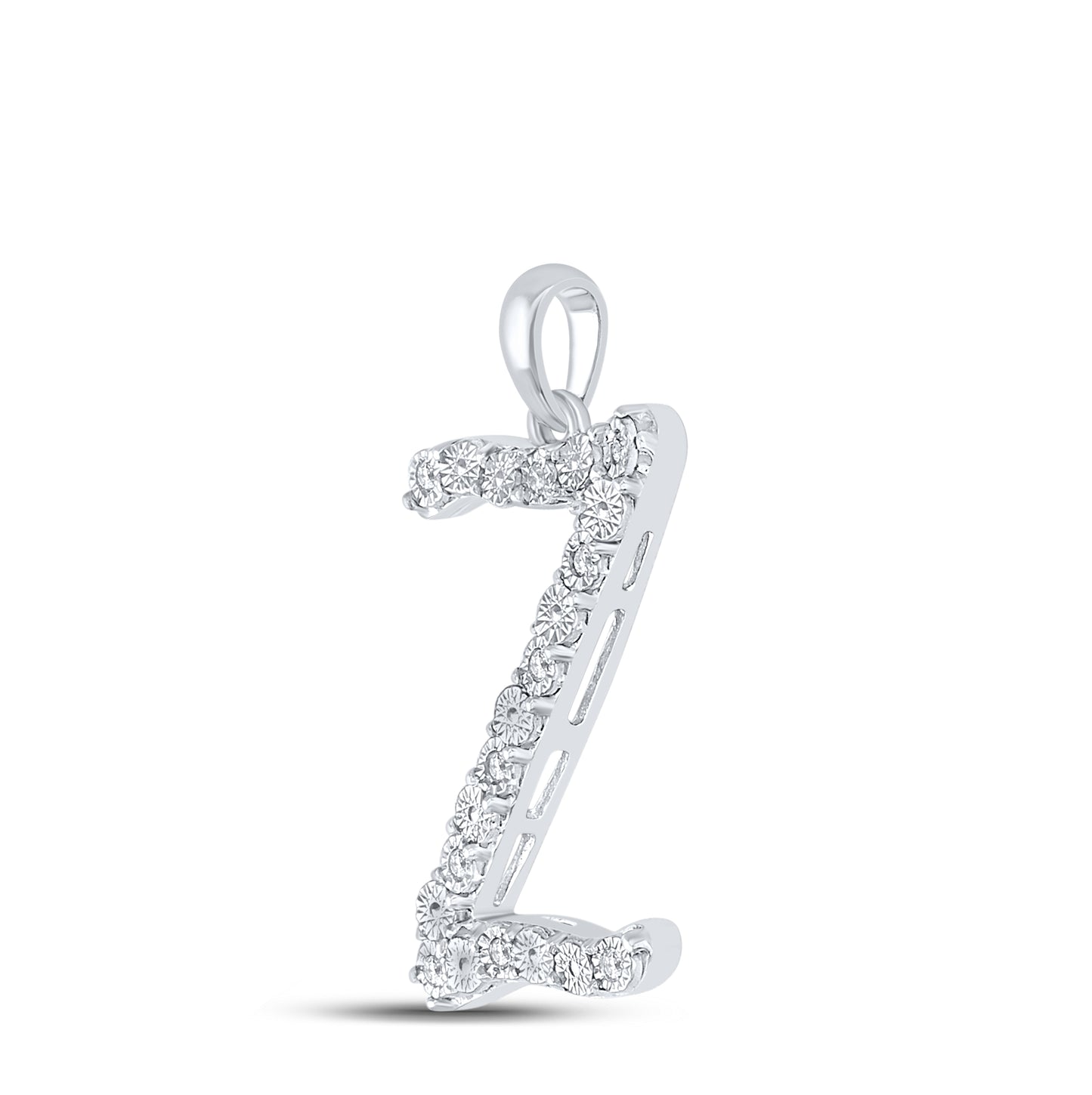 Sterling Silver 1/10ctw Diamond Ladies Initial Pendant"