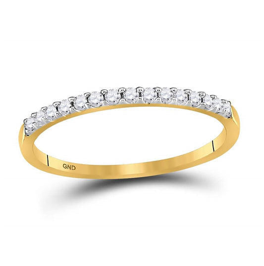 14k Yellow Or White Gold Round Diamond Womens Slender Stackable Wedding Band 1/6 Cttw