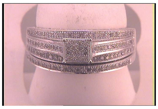 Sterling Silver 1/2ctw Diamond Micro-pave Set