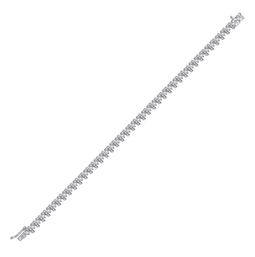 Sterling Silver Womens Round Diamond S Link Tennis Bracelet 1/3 Cttw, Width: 0.2 In