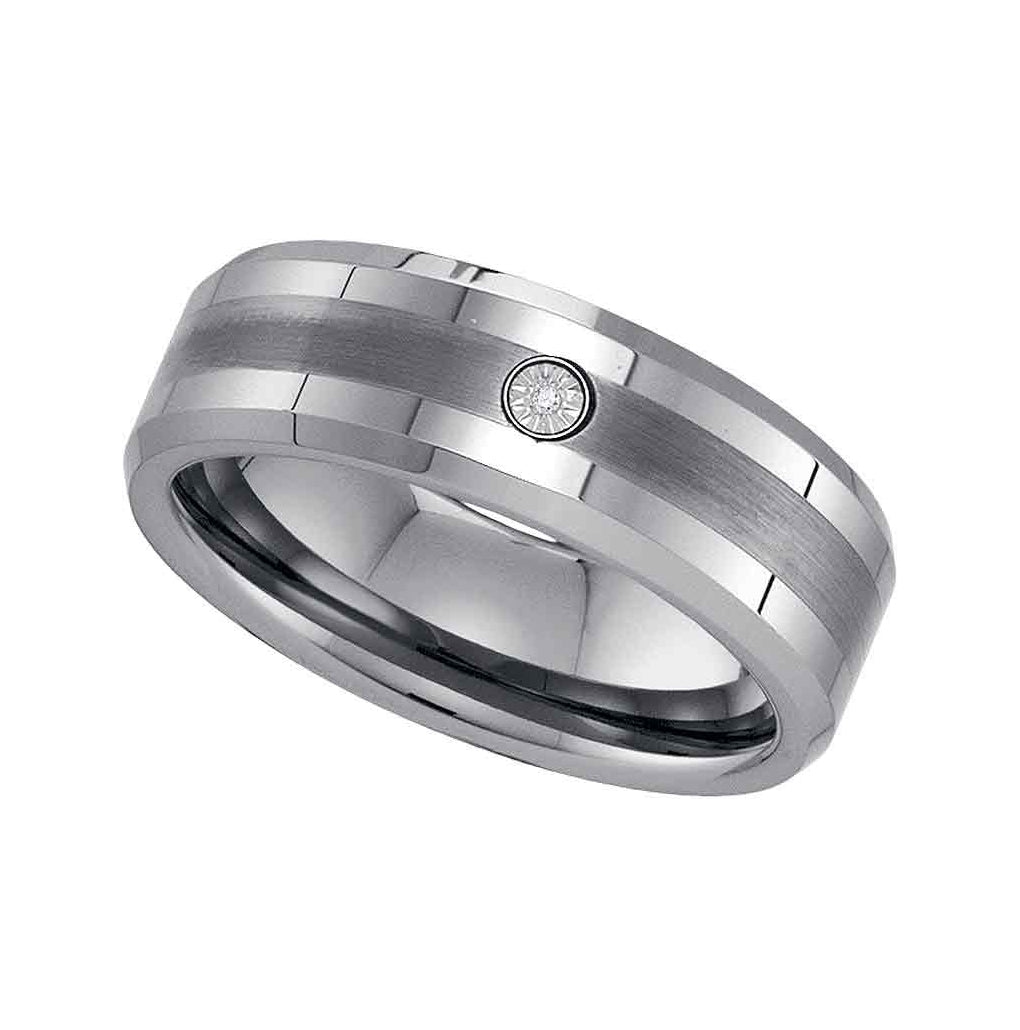 Tungsten Diamond Mens Ring Band Size 14