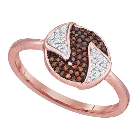 10kt Rose Gold Womens Round Red Color Enhanced Diamond Fashion Ring 1/6 Cttw