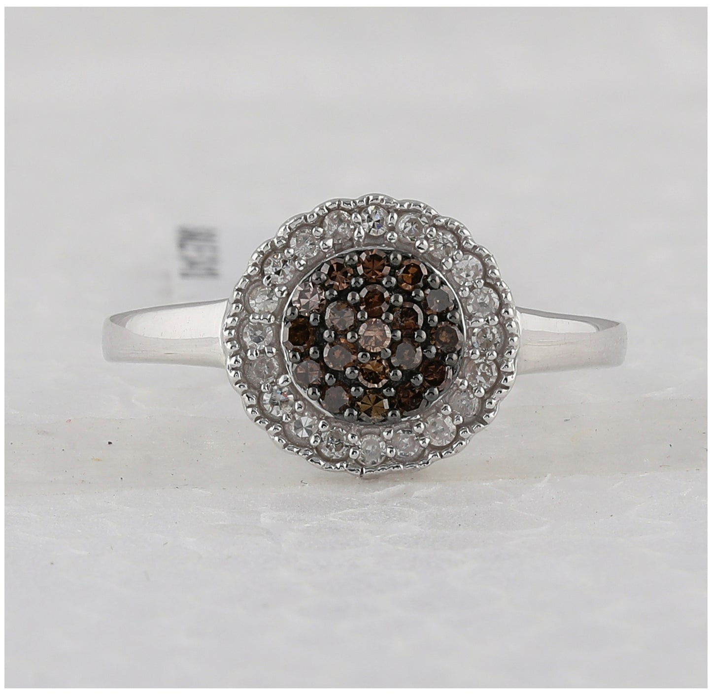 Sterling Silver Womens Round Brown Diamond Cluster Ring 1/3 Cttw, Womens Size: 5-10