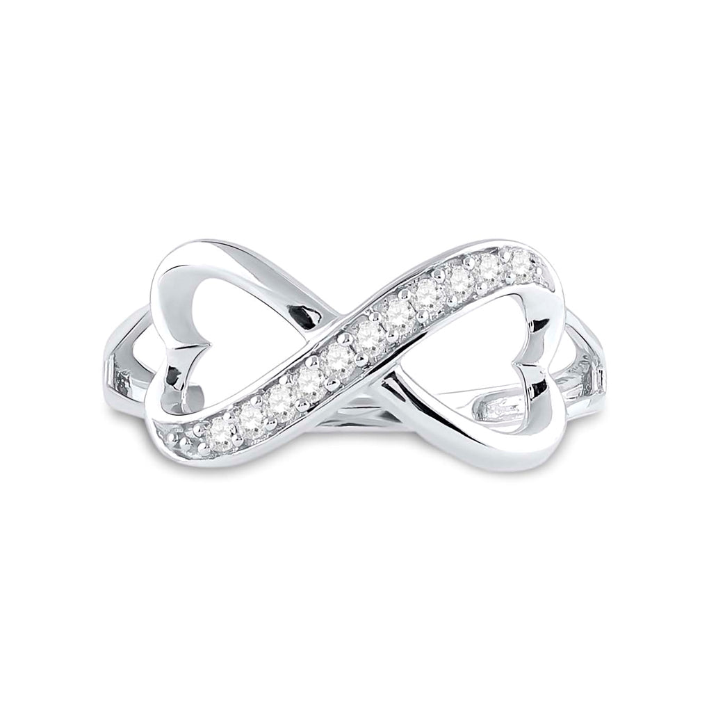 Sterling Silver Womens Round Diamond Infinity Fashion Band Ring 1/10 Cttw, Womens Size: 5-10