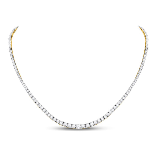 14K Yellow Gold Womens Round Diamond Graduated Cocktail Necklace 9 Cttw, Length: 17.99 In