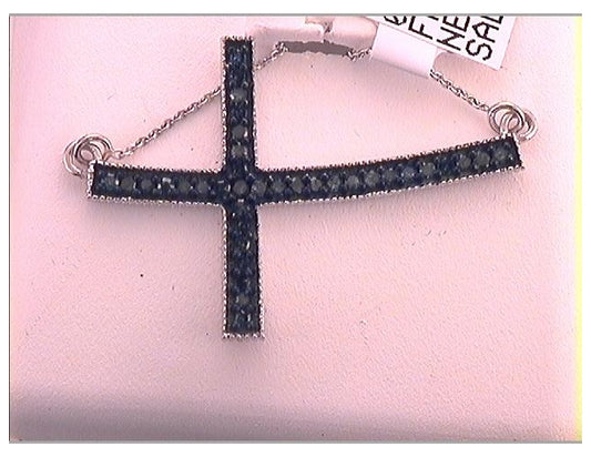 10kt White Gold Womens Diamond Cross Pendant Necklace 1/4 Cttw