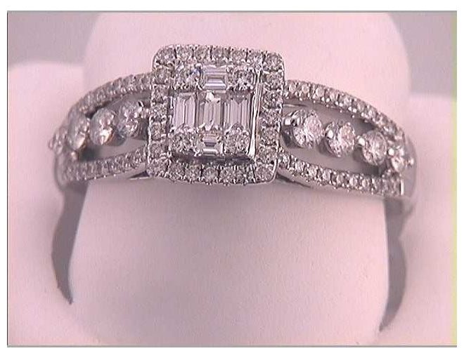 18kt White Gold 3/4ct. Diamond Cluster Bridal Ring