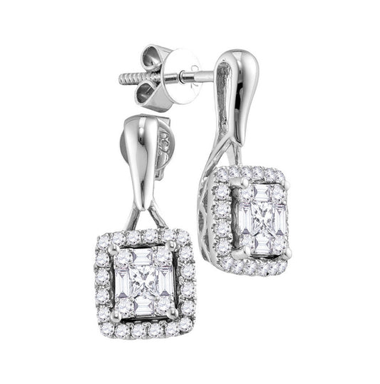 18kt White Gold 3/4ctw Diamond Cluster Earring