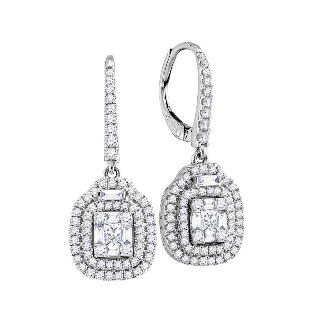 18kt White Gold 1 Cttw Diamond Cluster Earring