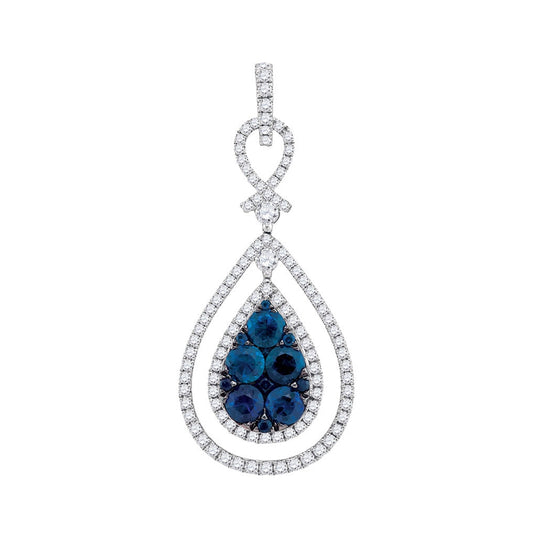 14kt White Gold 3/4ctw Diamond 1 1/4ct Sapphire Pendant