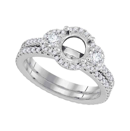 18kt White Gold 1 Ctw Diamond Semi-mount Bridal Set