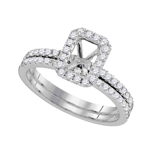 18kt White Gold 3/8ctw Diamond Semi-mount Bridal Set