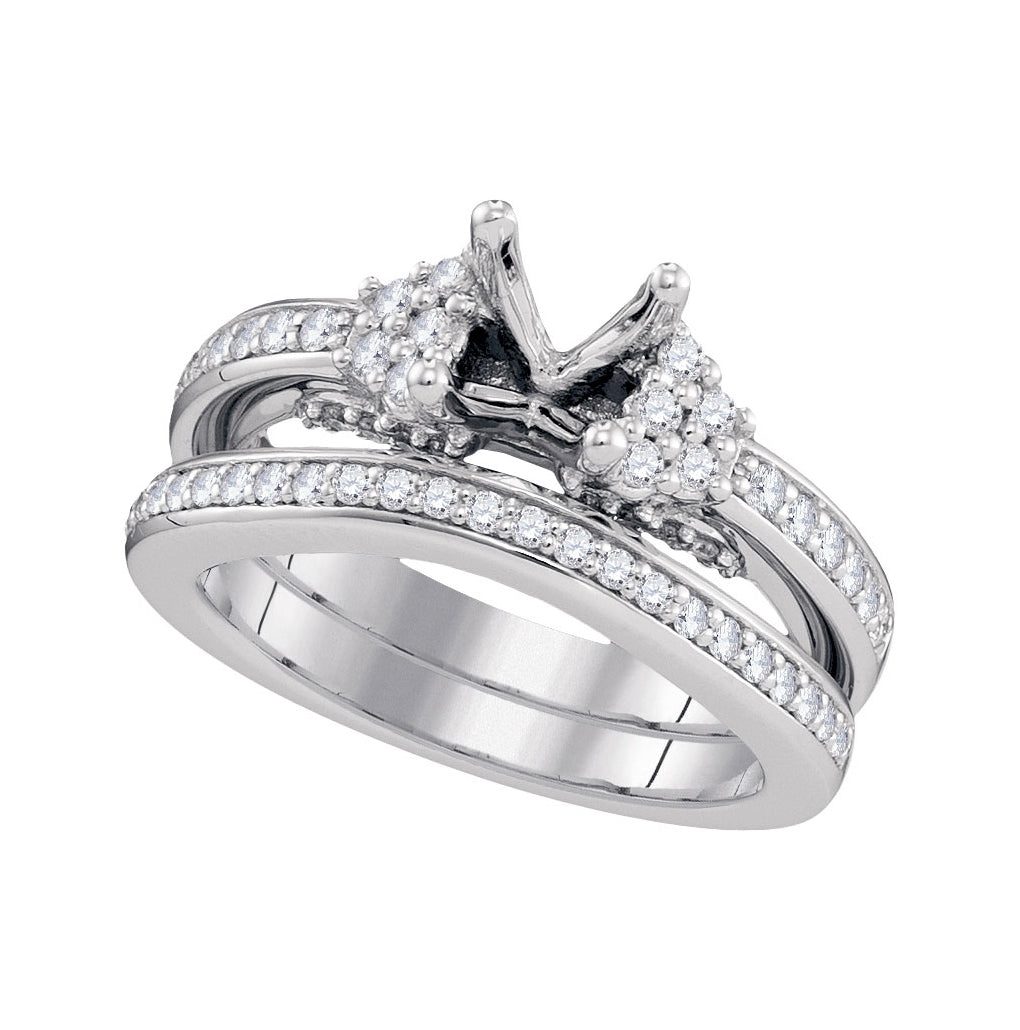 18kt White Gold 1/2ctw Diamond Semi-mount Bridal Set