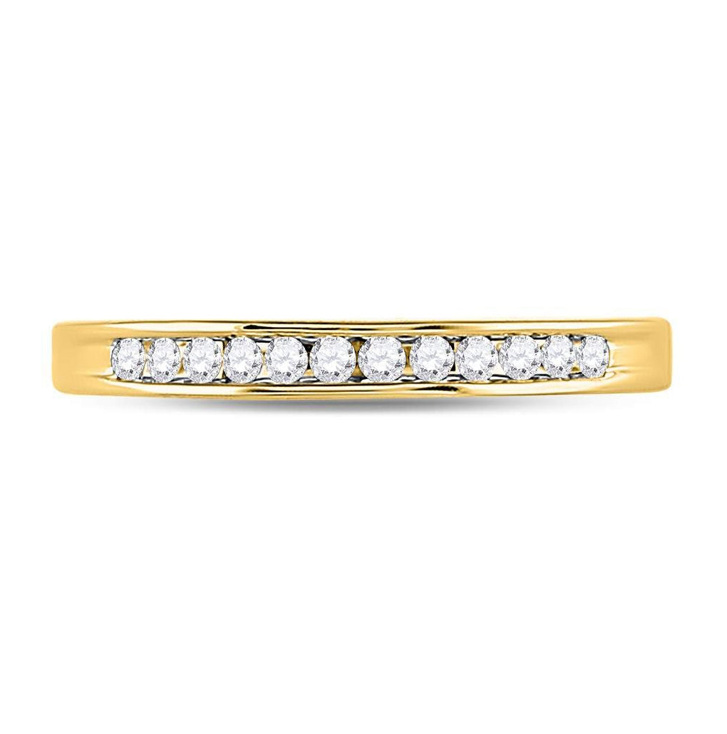 14K Yellow Gold Womens Round Channel-set Diamond Wedding Band 1/6 Cttw, Womens Size: 5-10