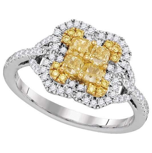 18kt White Gold 1ctw Diamond Yellow Ring