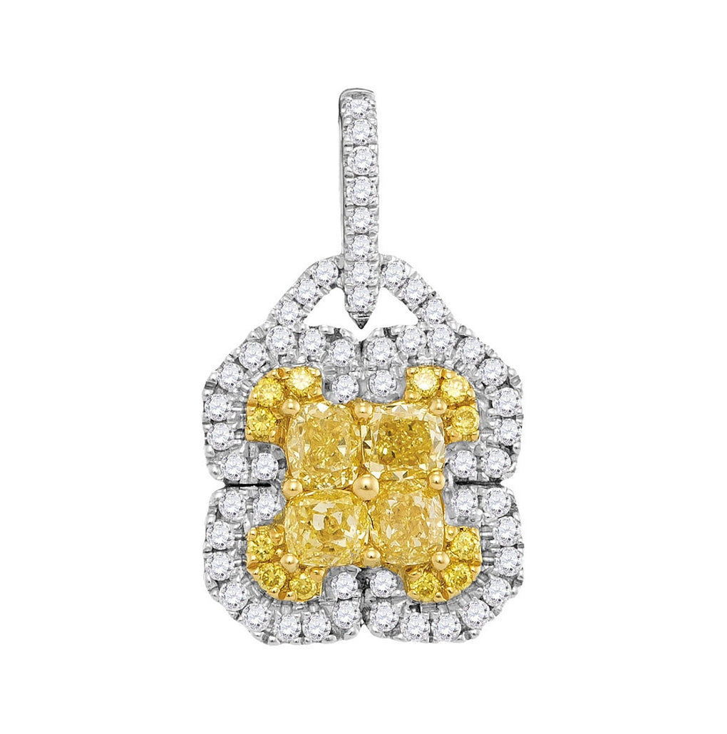 18kt White Gold 1 Cttw Diamond Yellow Pendant