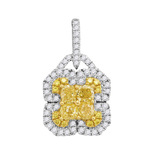 18kt White Gold 1 Cttw Diamond Yellow Pendant