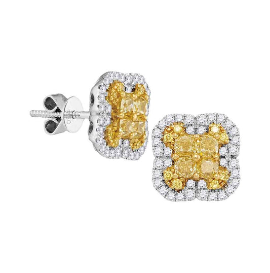 18kt White Gold 1 3/8ctw Diamond Yellow Earrings