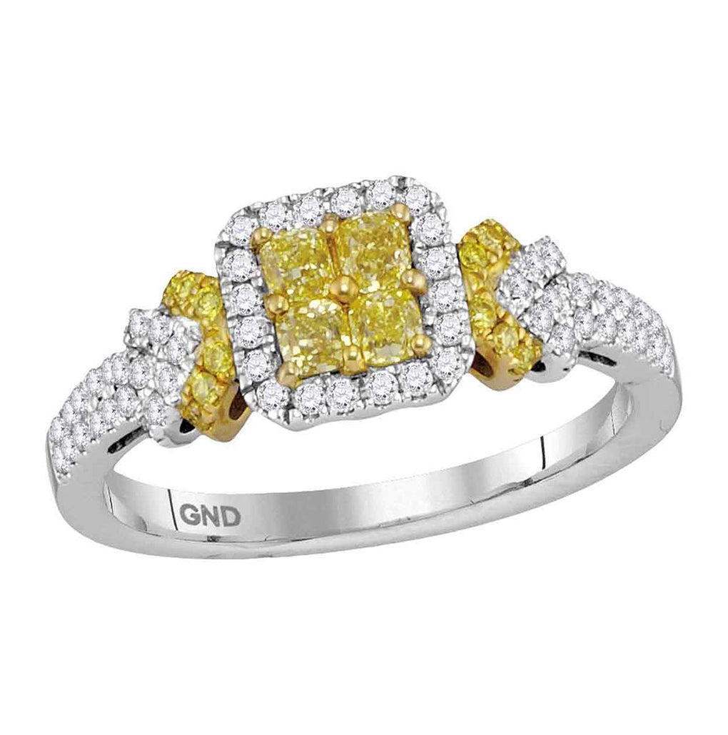 18kt White Gold 3/4ct. Diamond Yellow Ring