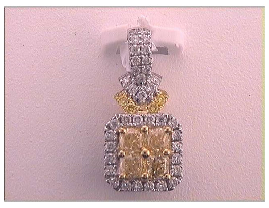 18kt White Gold 5/8ctw Diamond Amarillo Natural Yellow Diamond  Pendant