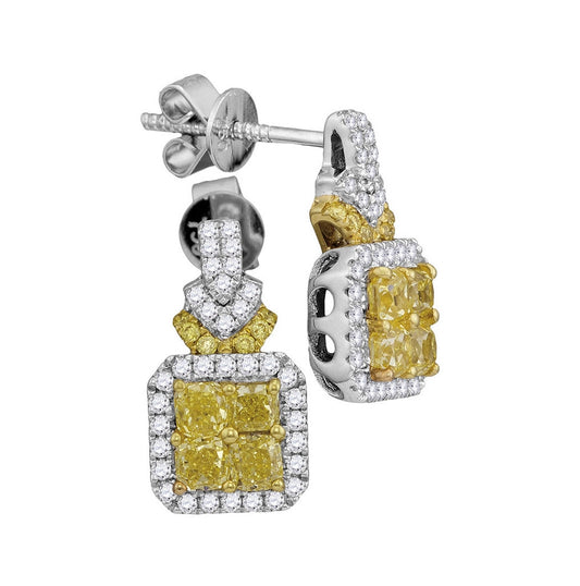 18kt White Gold 1 3/8ctw Diamond Fashion Yellow Earrings