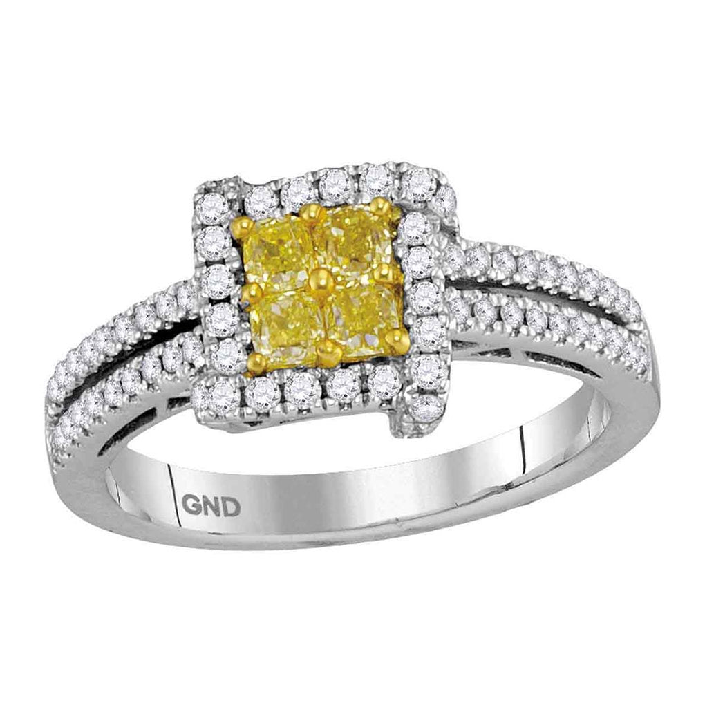 18kt White Gold 7/8ctw Diamond Yellow Ring