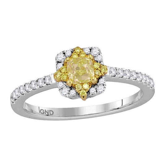 18kt White Gold 5/8ctw Diamond Yellow Ring