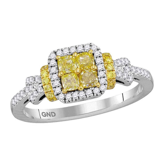 18kt White Gold 3/4ctw Diamond Yellow Ring