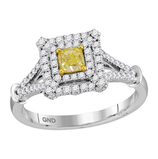 18kt White Gold 7/8ct. Diamond Yellow Ring