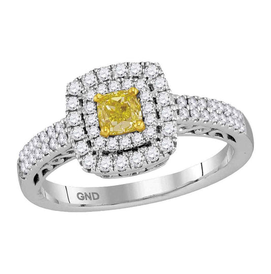 18kt White Gold 7/8ctw Dia. Yellow Ring