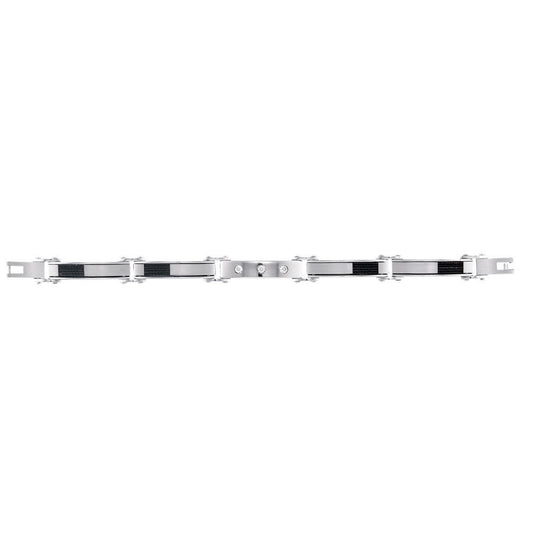 10kt White Gold 0.018ctw Diamond Stainless Steel Bracelet