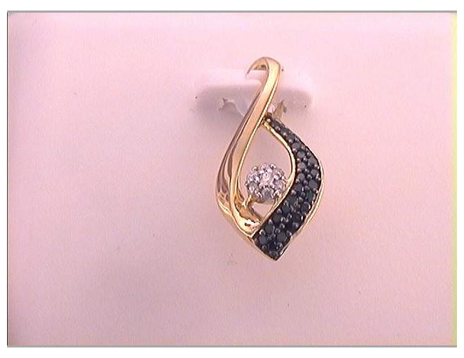 10kt Yellow Gold 1/8ctw Diamond Black Diamond Pendant